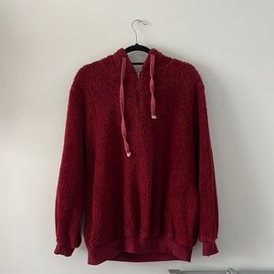 Maroon furry quarter zip